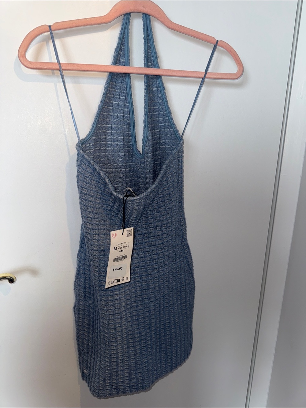 Zara Blue Knit Backless Halter Dress - Picture 6 of 6